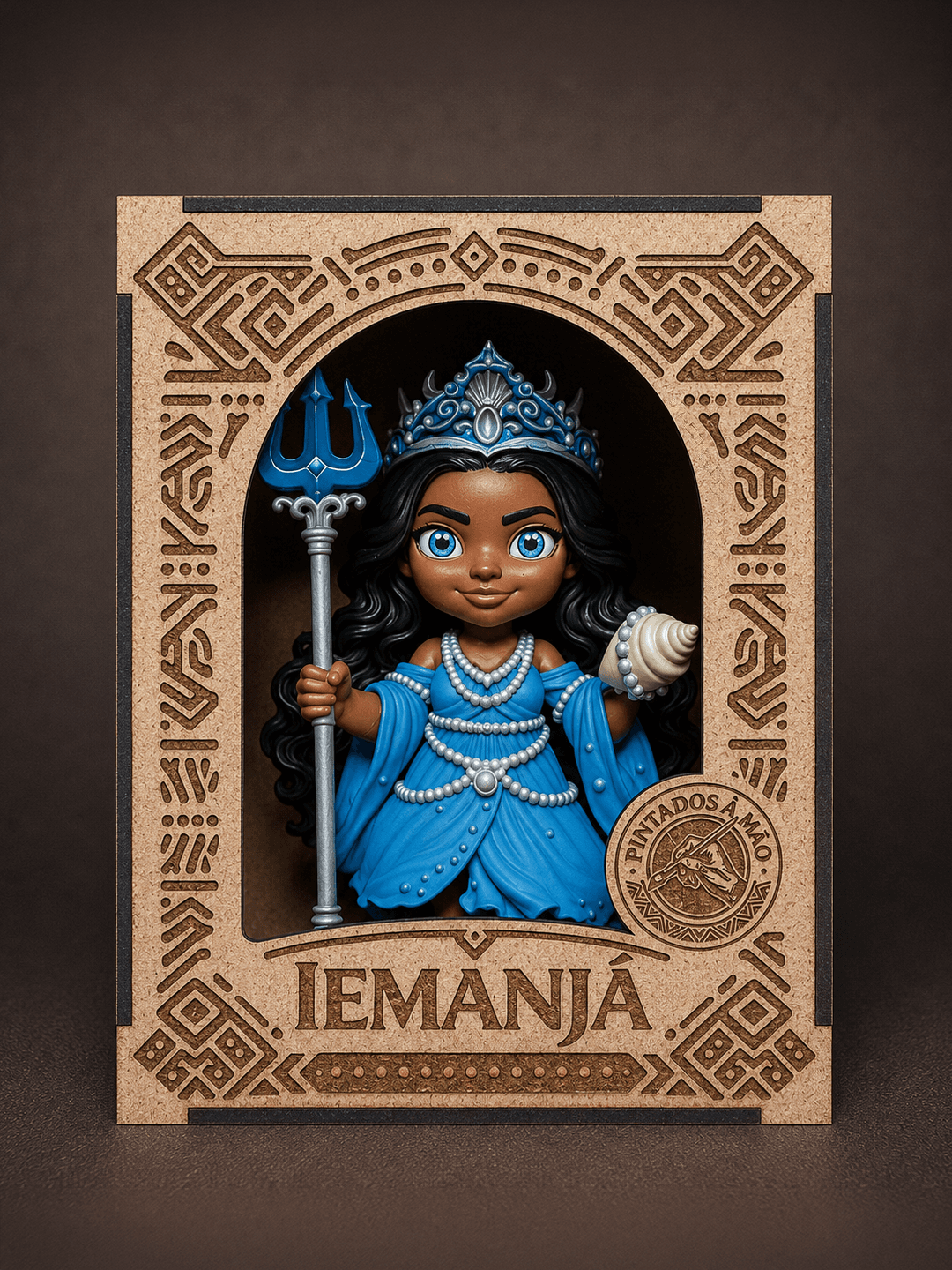 Estátua de Iemanjá dentro da caixa personalizada
