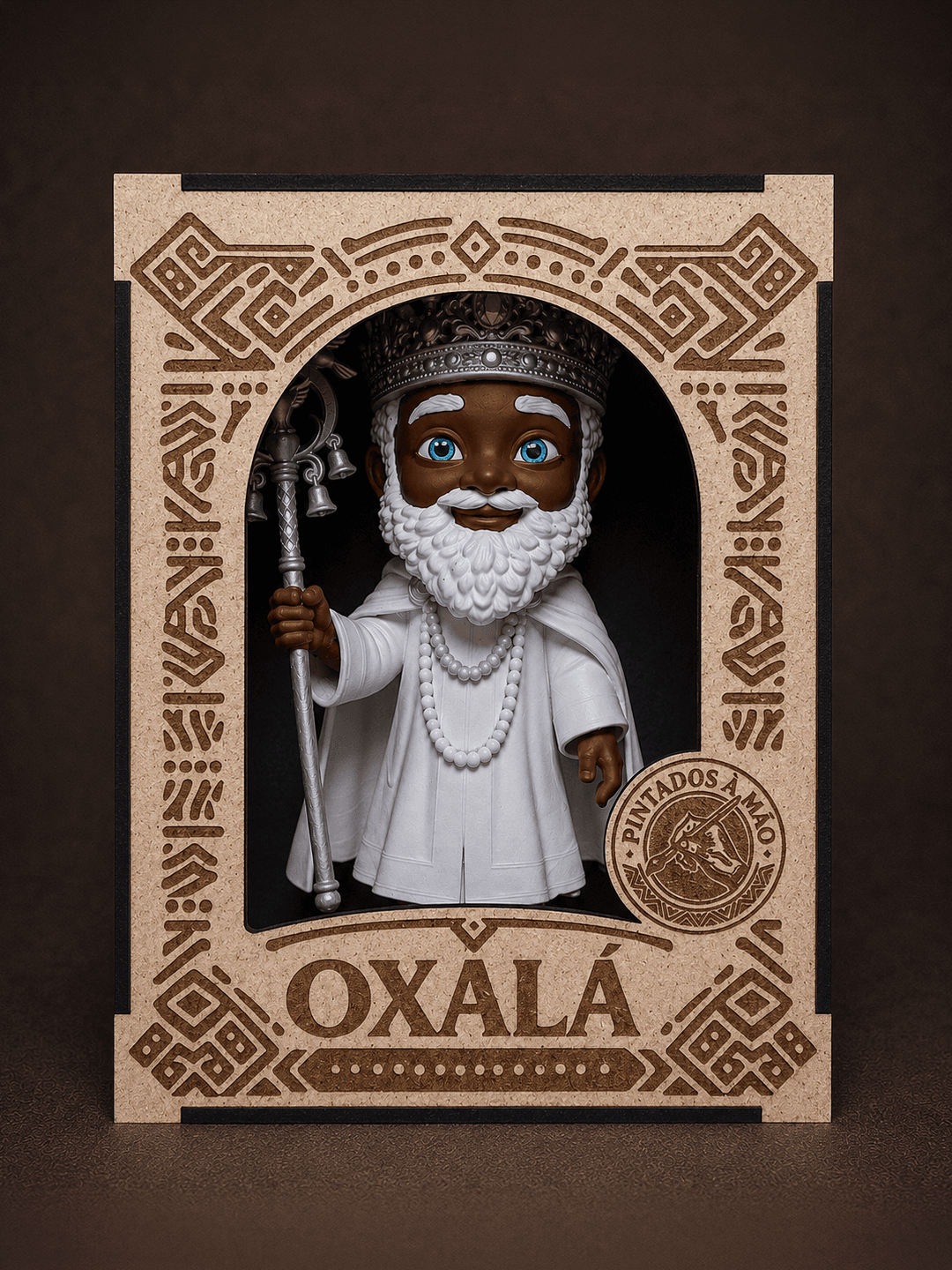 Estátua de Oxalá dentro da caixa personalizada