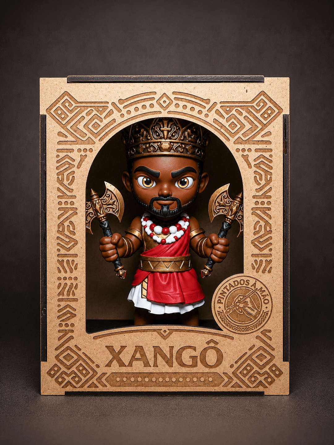 Estátua de Xangô dentro da caixa personalizada