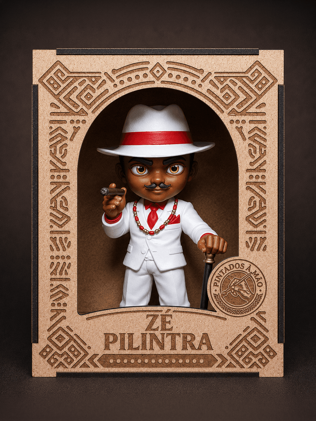 Estátua de Zé Pilintra dentro da caixa personalizada