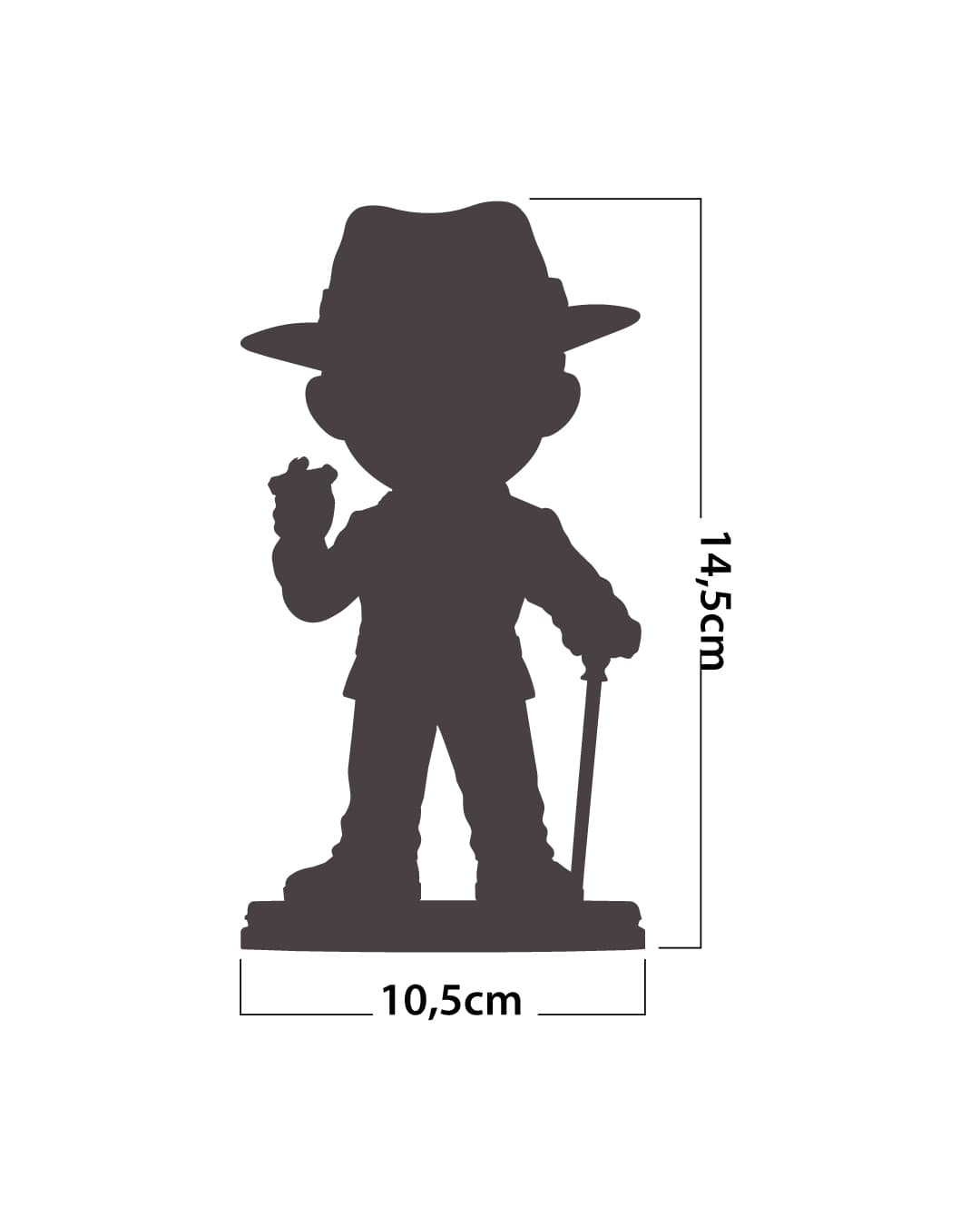 Medidas da estátua de Zé Pilintra: 14,5 cm de altura por 10,5 cm de largura