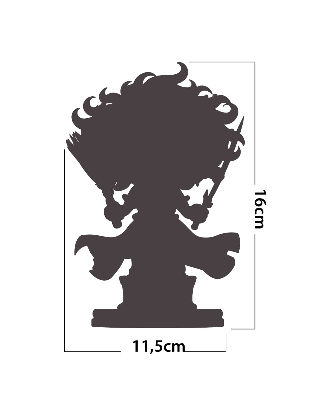 Medidas da estátua de Iansã: 16 cm de altura por 11,5 cm de largura