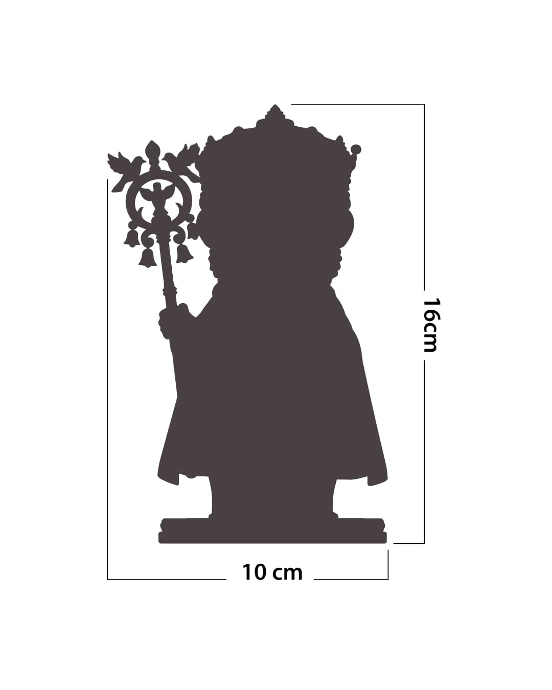 Medidas da estátua de Oxalá: 16 cm de altura por 10 cm de largura