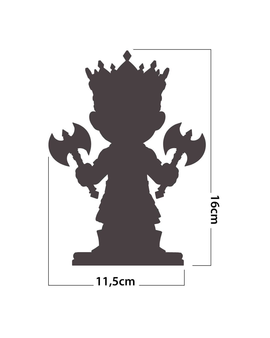 Medidas da estátua de Xangô: 16 cm de altura por 11,5 cm de largura